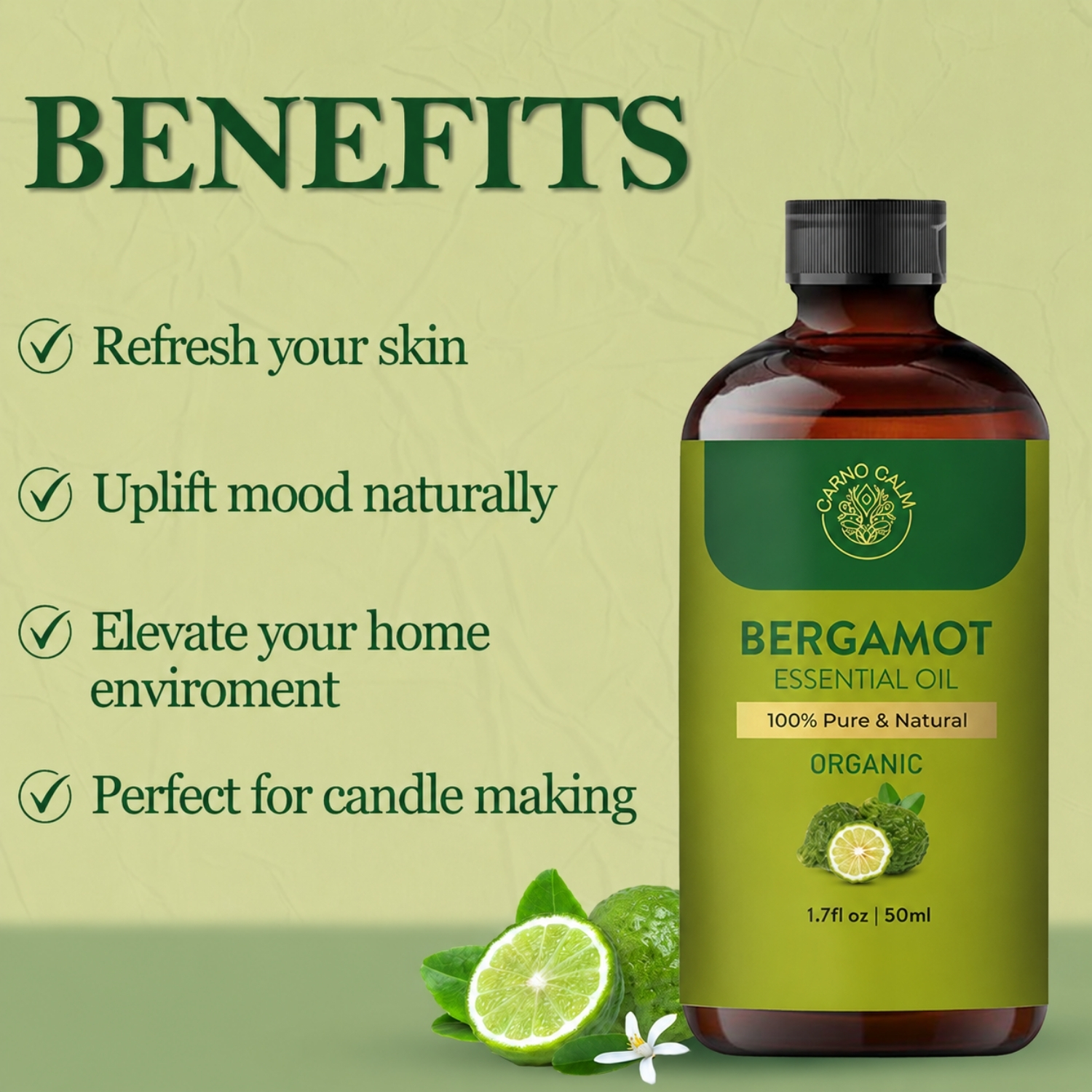 Carno Calm Bergamot Essential Oil for Diffuser, Soap and Candle Making - Image 3