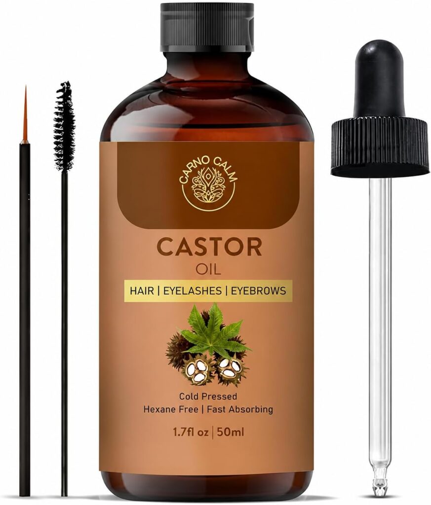 Carno Calm Organic Castor Oil 50 ml, Cold-Pressed Hexane-Free, 1.7 fl oz
