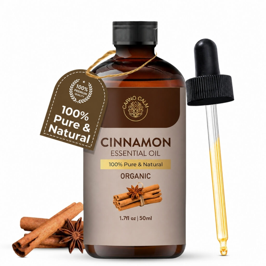 Carno Calm Organic Cinnamon Essential Oil 50 ml, 100% Pure Steam Distilled