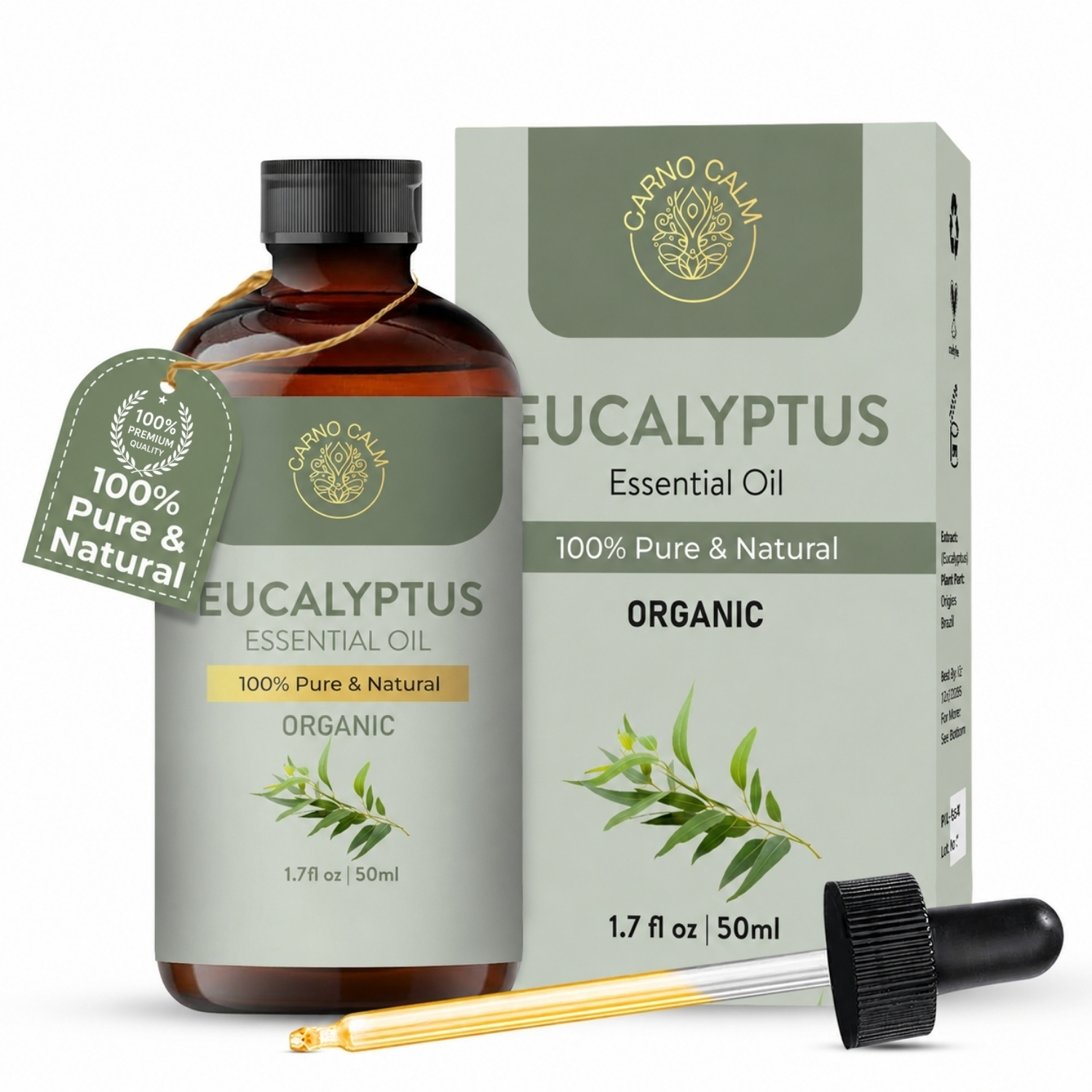 Carno Calm Organic Eucalyptus Essential Oil 50ml, 1.7 fl oz - Image 2