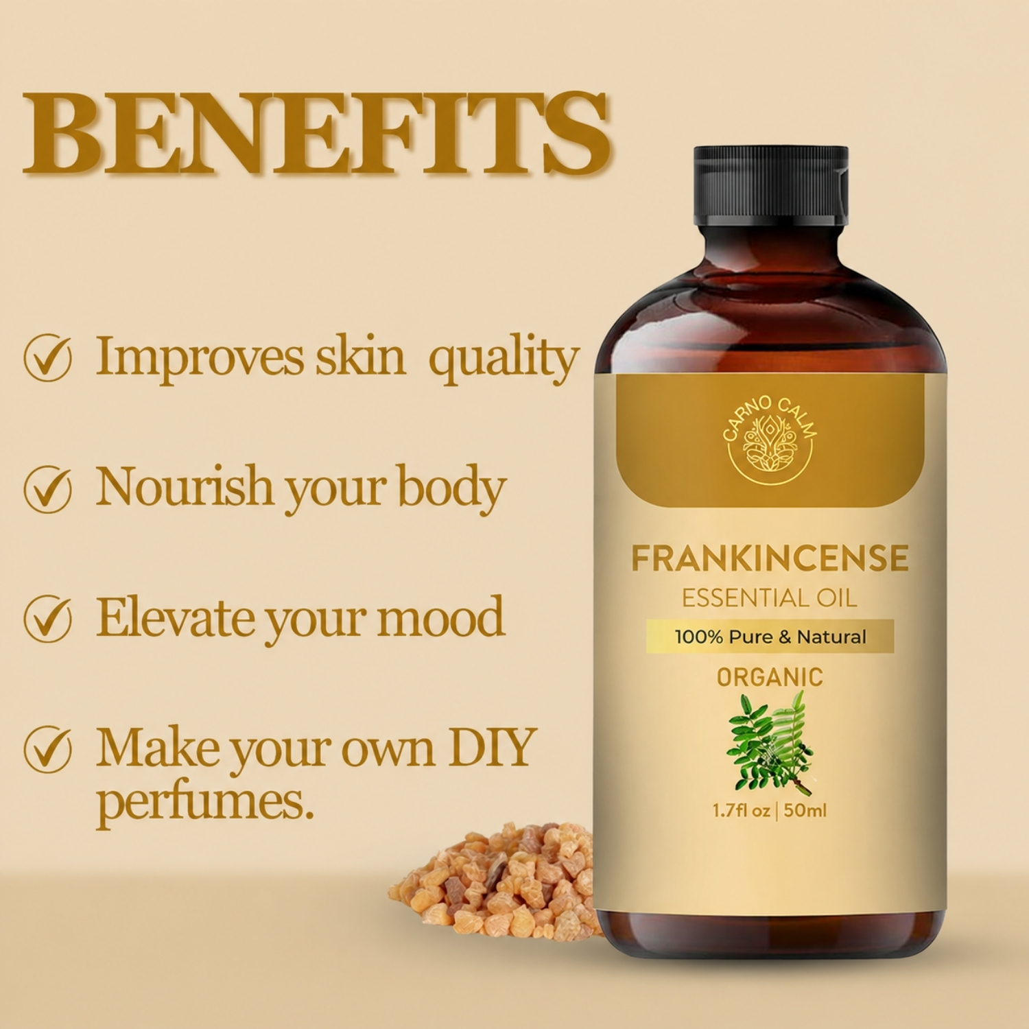 Carno Calm Organic Frankincense Essential Oil 50 ml, 1.7 fl oz - Image 3