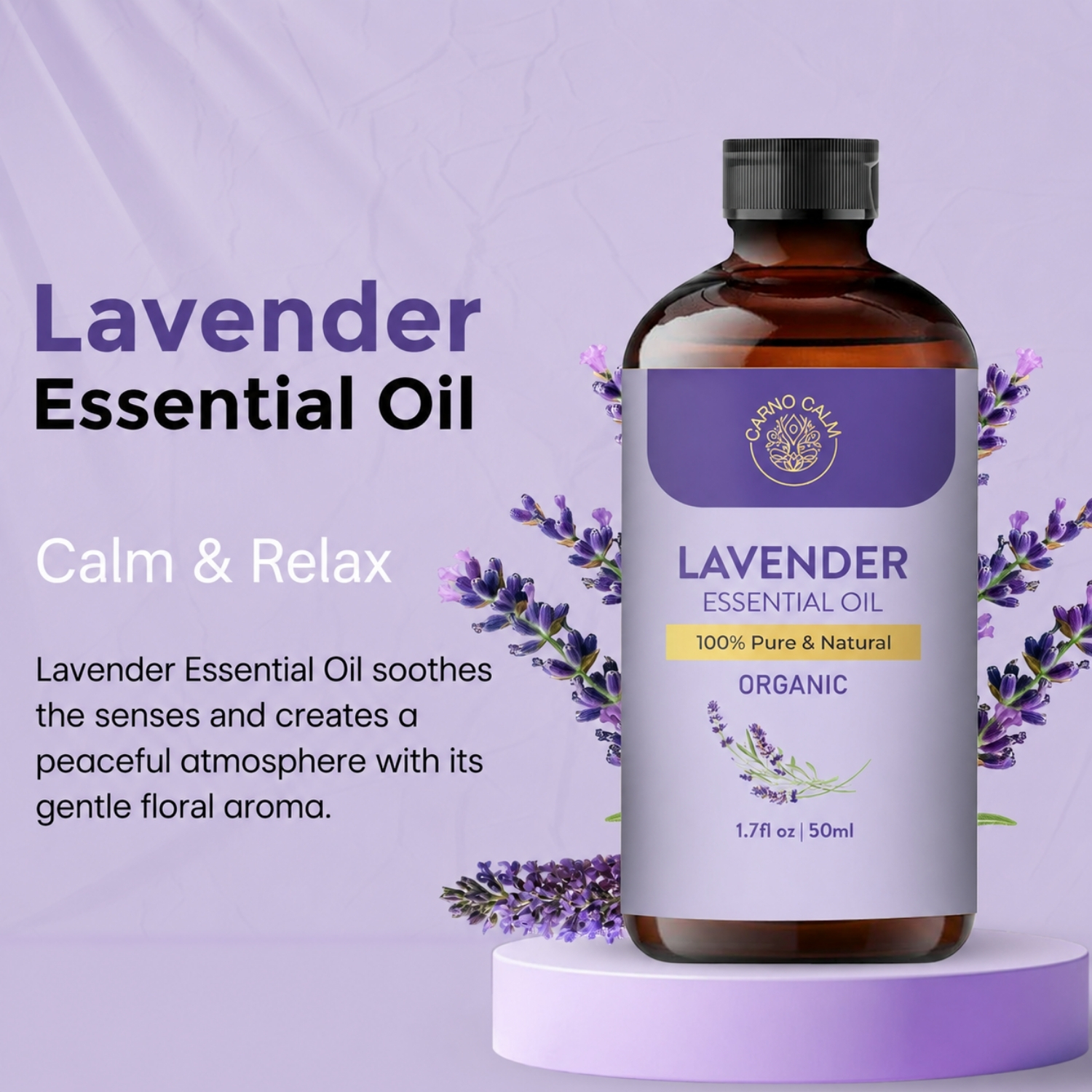 Carno Calm Organic Lavender Essential Oil 50 ml, 1.7 fl oz - Image 4