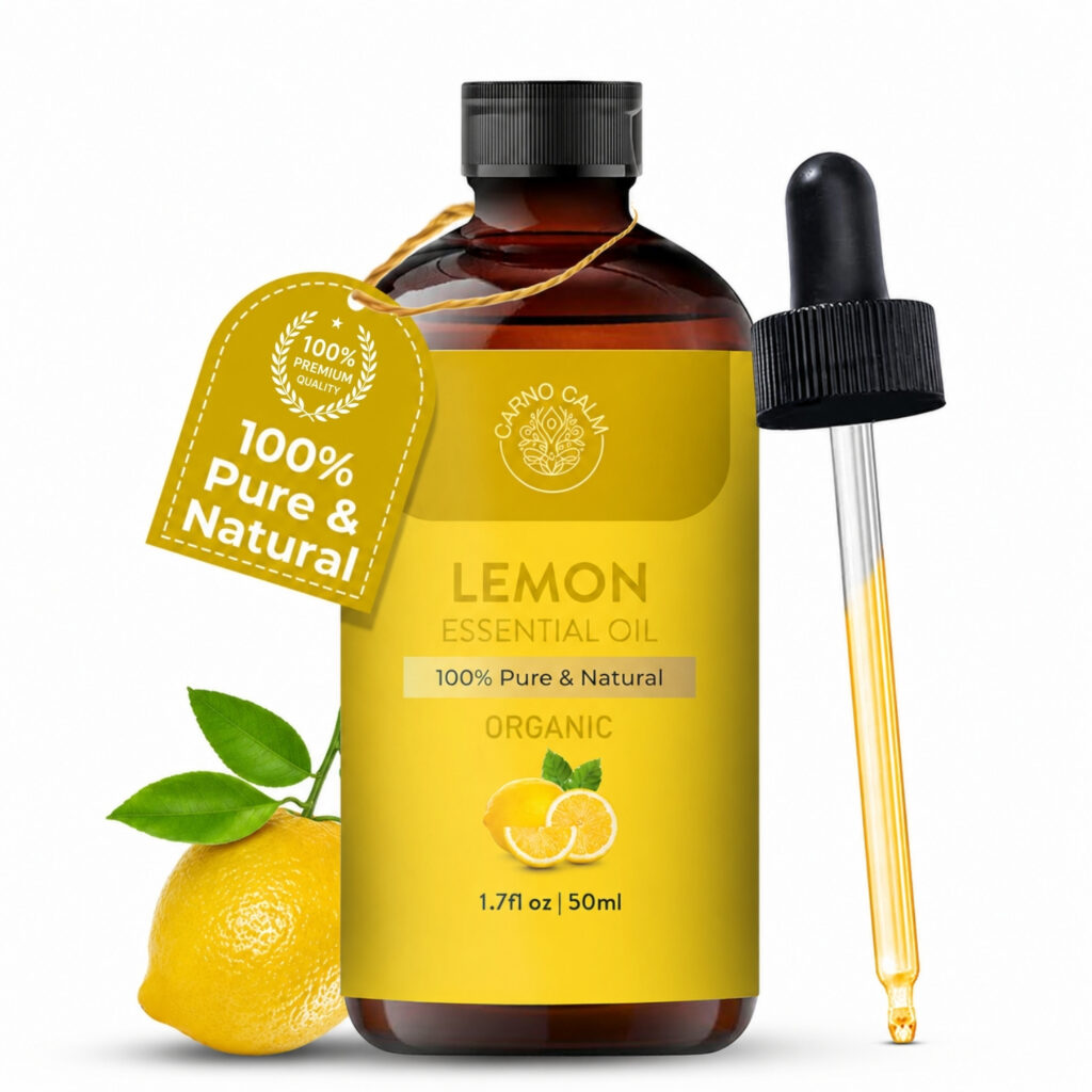 Carno Calm Organic Lemon Essential Oil, 100% Pure, 50 ml