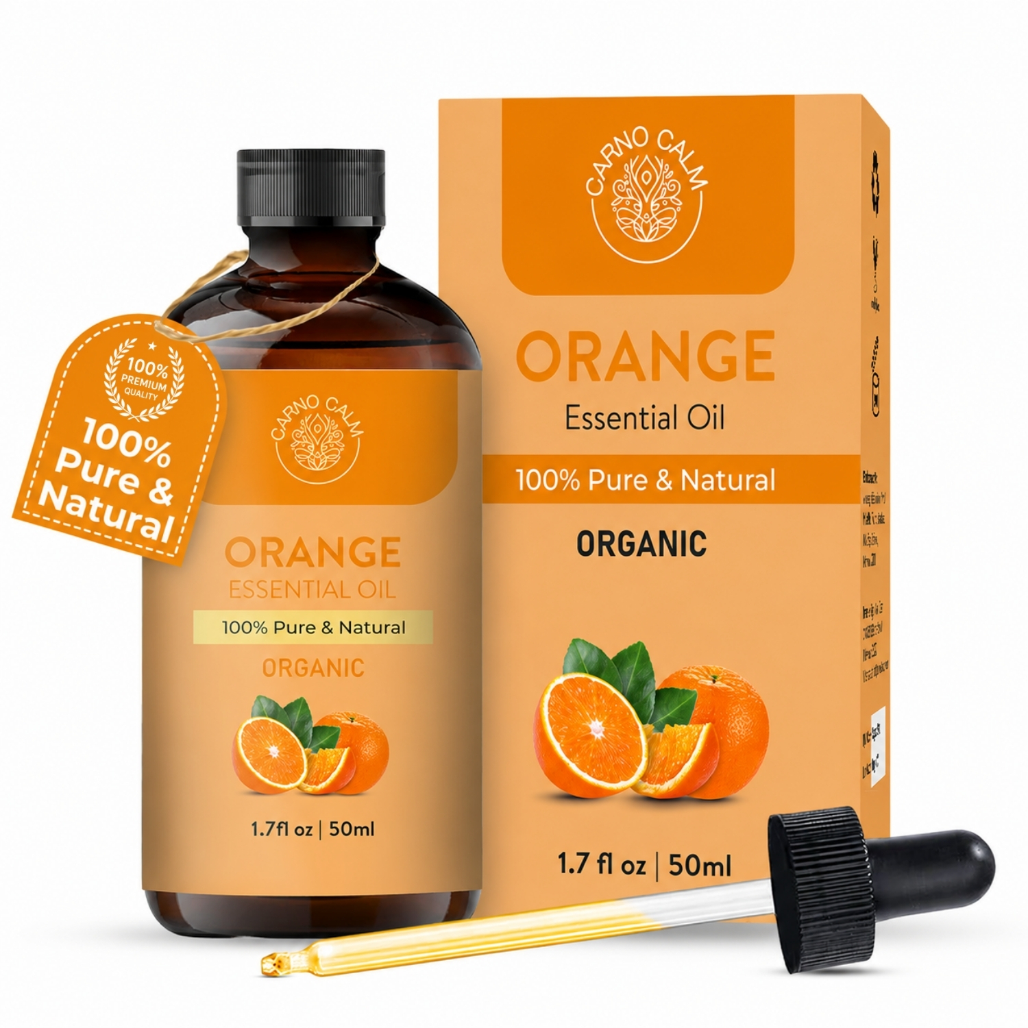 Carno Calm Organic Sweet Orange Essential Oil 50 ml, 100% Pure & Natural - Image 2