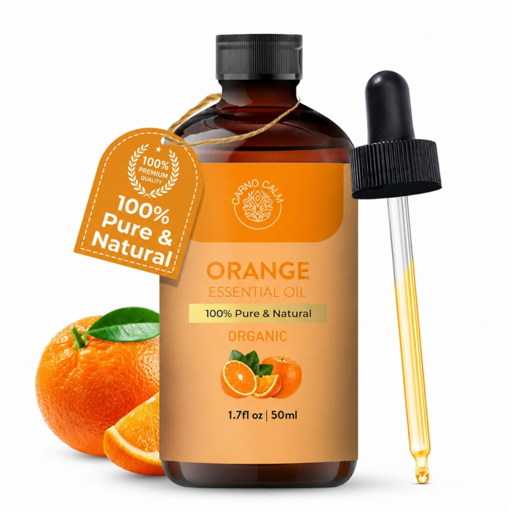 Carno Calm Organic Sweet Orange Essential Oil 50 ml, 100% Pure & Natural