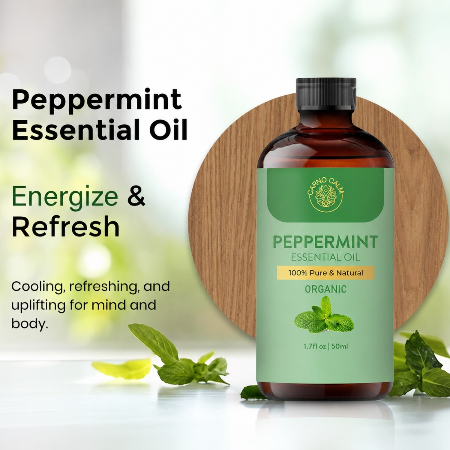 Carno Calm Organic Peppermint Essential Oil 50 ml, 1.7 fl oz - Image 4