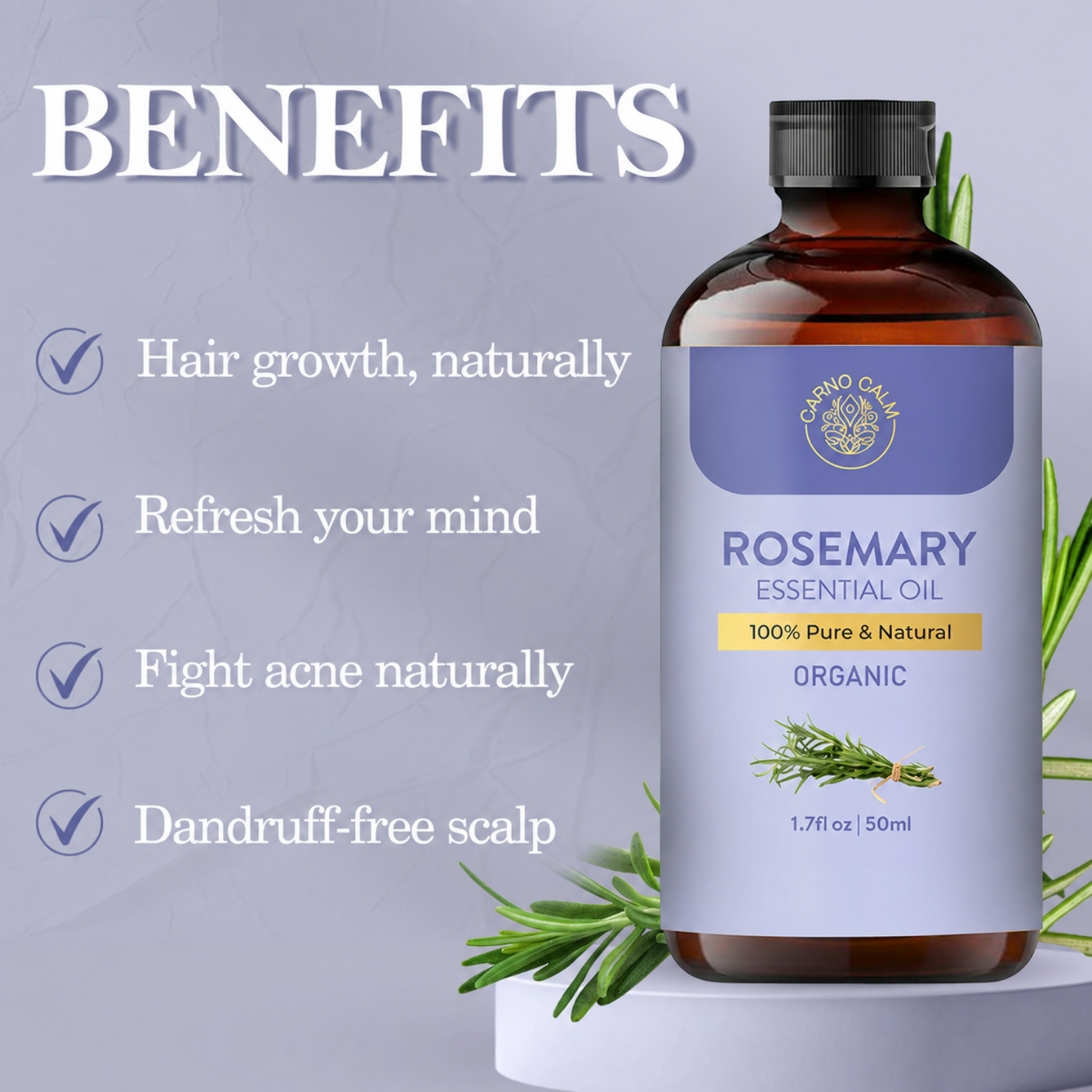Carno Calm Organic Rosemary Essential Oil, 1.7 fl oz - Image 3