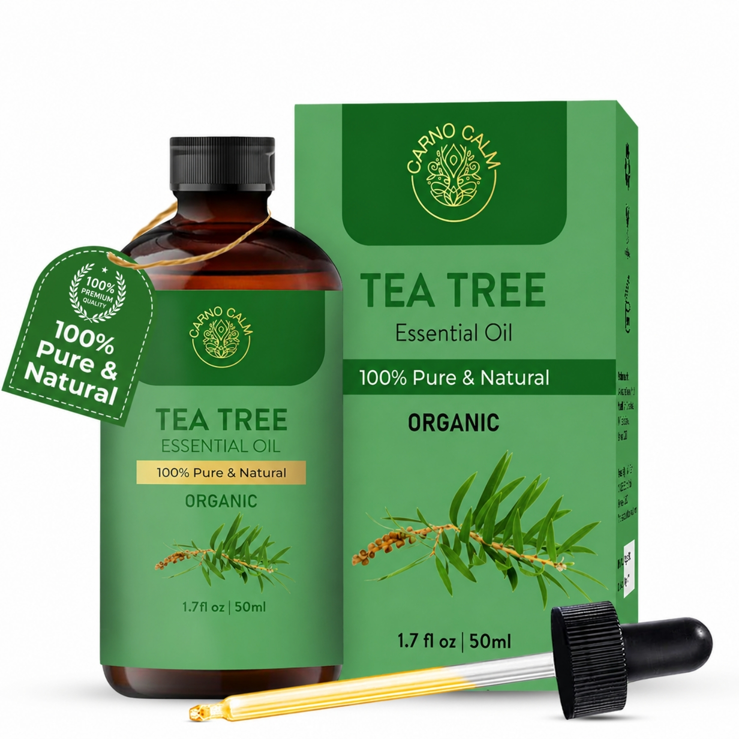 Carno Calm Organic Tea Tree Essential Oil 50 ml, 1.7 fl oz - Image 2