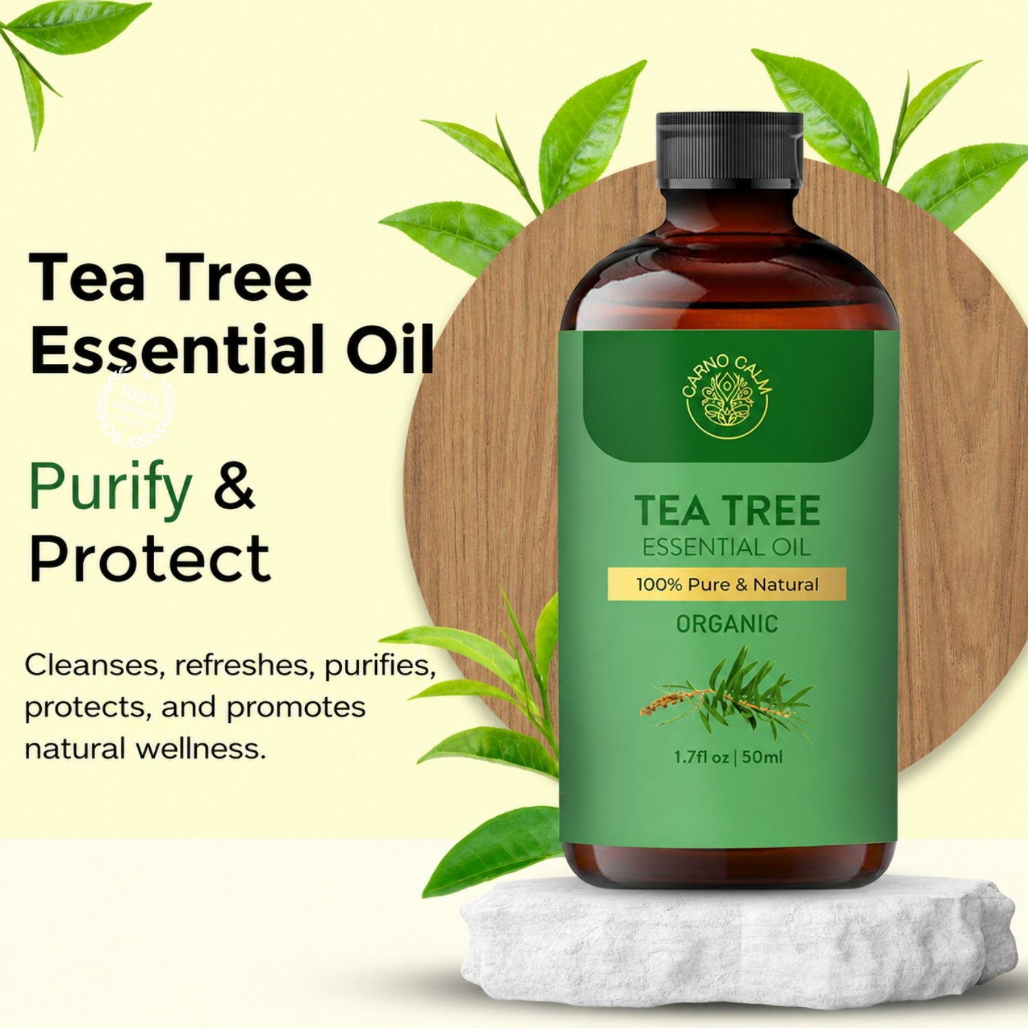 Carno Calm Organic Tea Tree Essential Oil 50 ml, 1.7 fl oz - Image 4